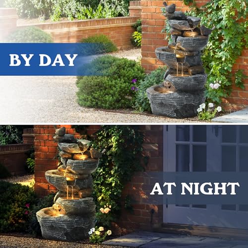 5-Tier Cascading Rock Water Fountain with Lights X11232