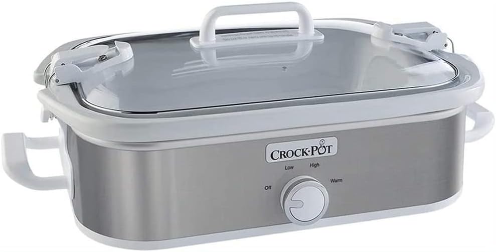 3.5 Quart Stainless Steel Casserole Slow Cooker with Locking Lid E14847