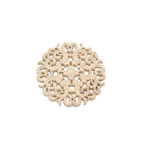 Wood Carved Onlay Applique Unpainted Frame Door Decor Furniture Applique (3.9 Inch) X3774