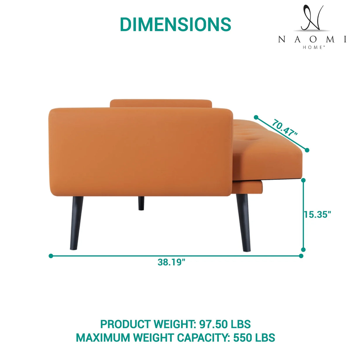 Caramel Air Leather Futon Sofa Bed U98377