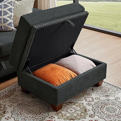 Beige Microfiber L Shaped Sectional Sofa with Storage Chaise P274916