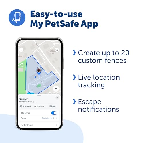 GPS Dog Collar with App, Waterproof Rechargeable (Blue, Grey) D19535