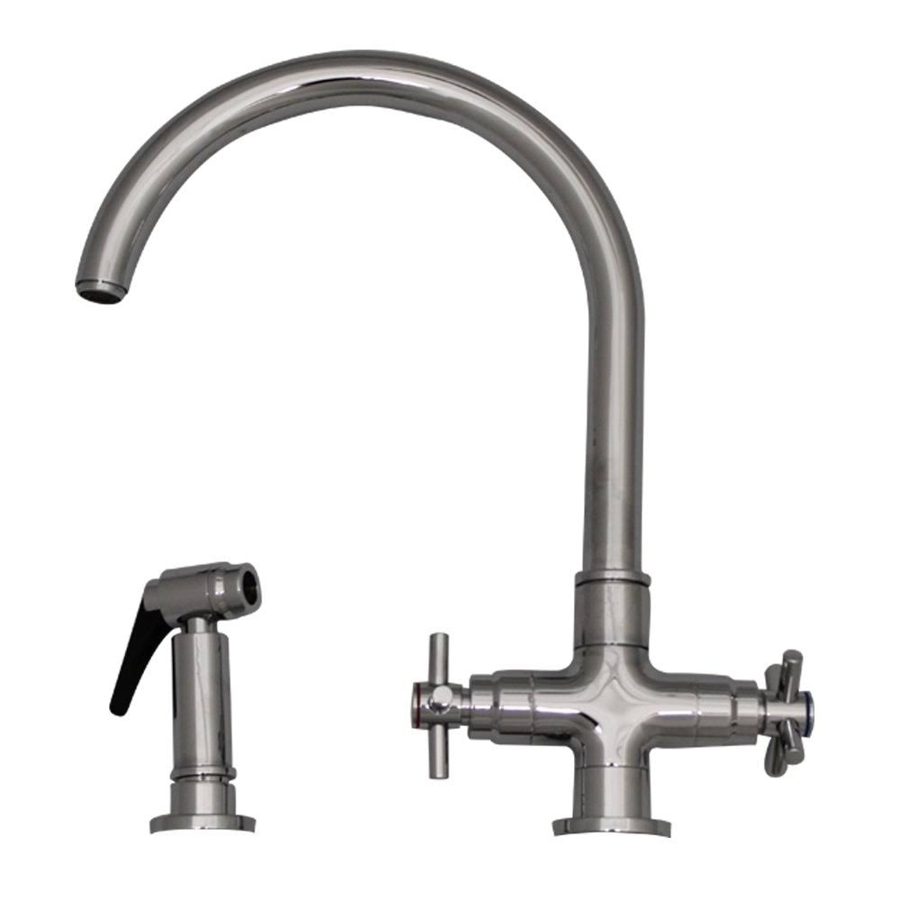 Dual Handle Faucet with Gooseneck Swivel Spout and Side Spray M839