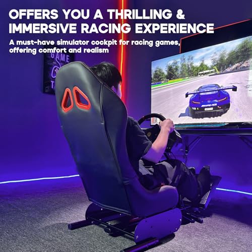 Racing Simulator Cockpit Steering Wheel Stand with Seat Gaming Chair D487