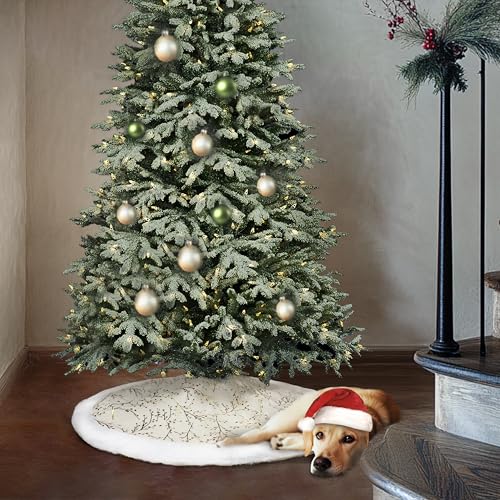 48inch White Faux Fur Christmas Tree Skirt I948