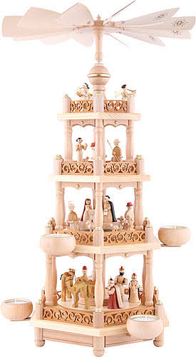 3-tier Natural Christmas Pyramid with Tealights F226002