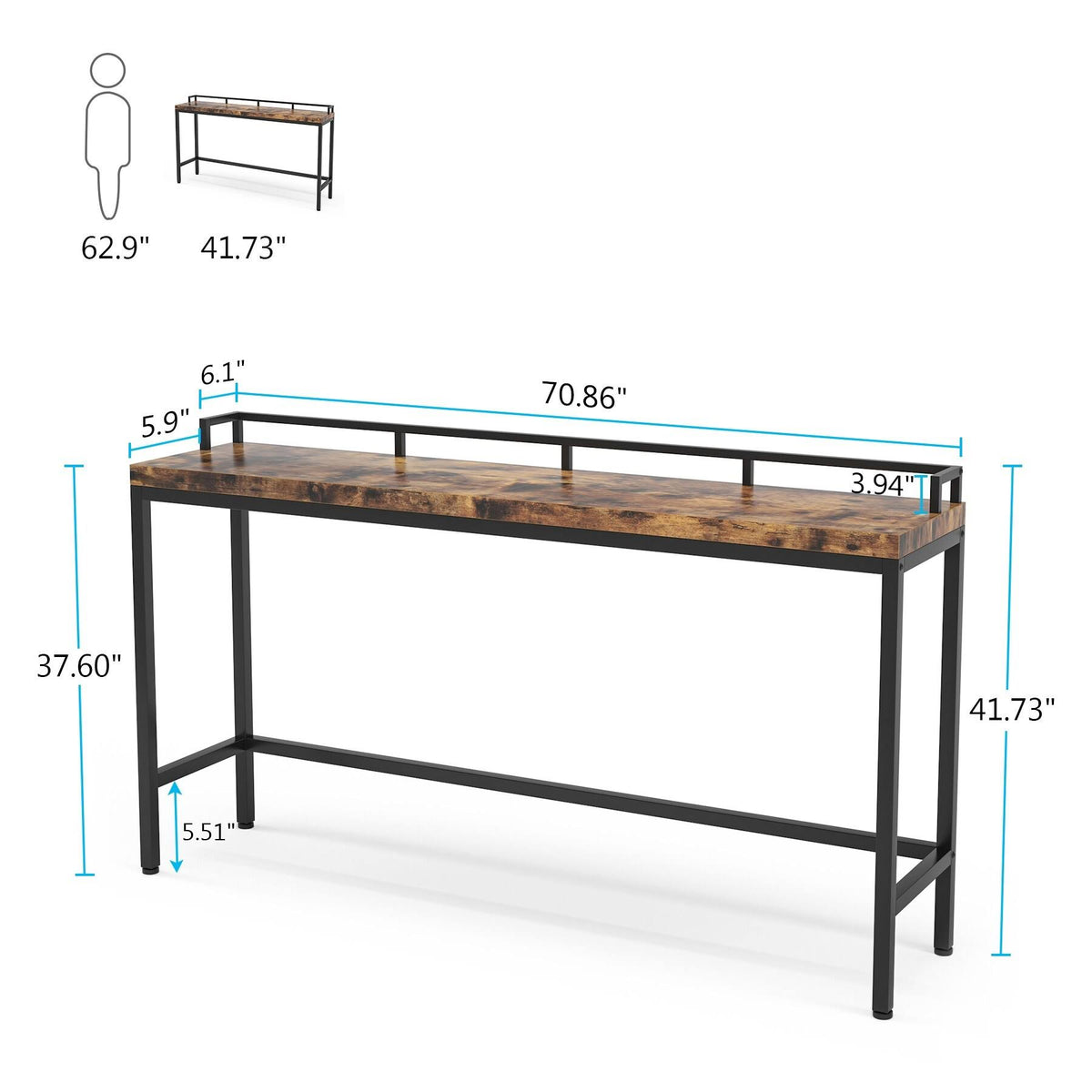 Brown Narrow Console Table T462