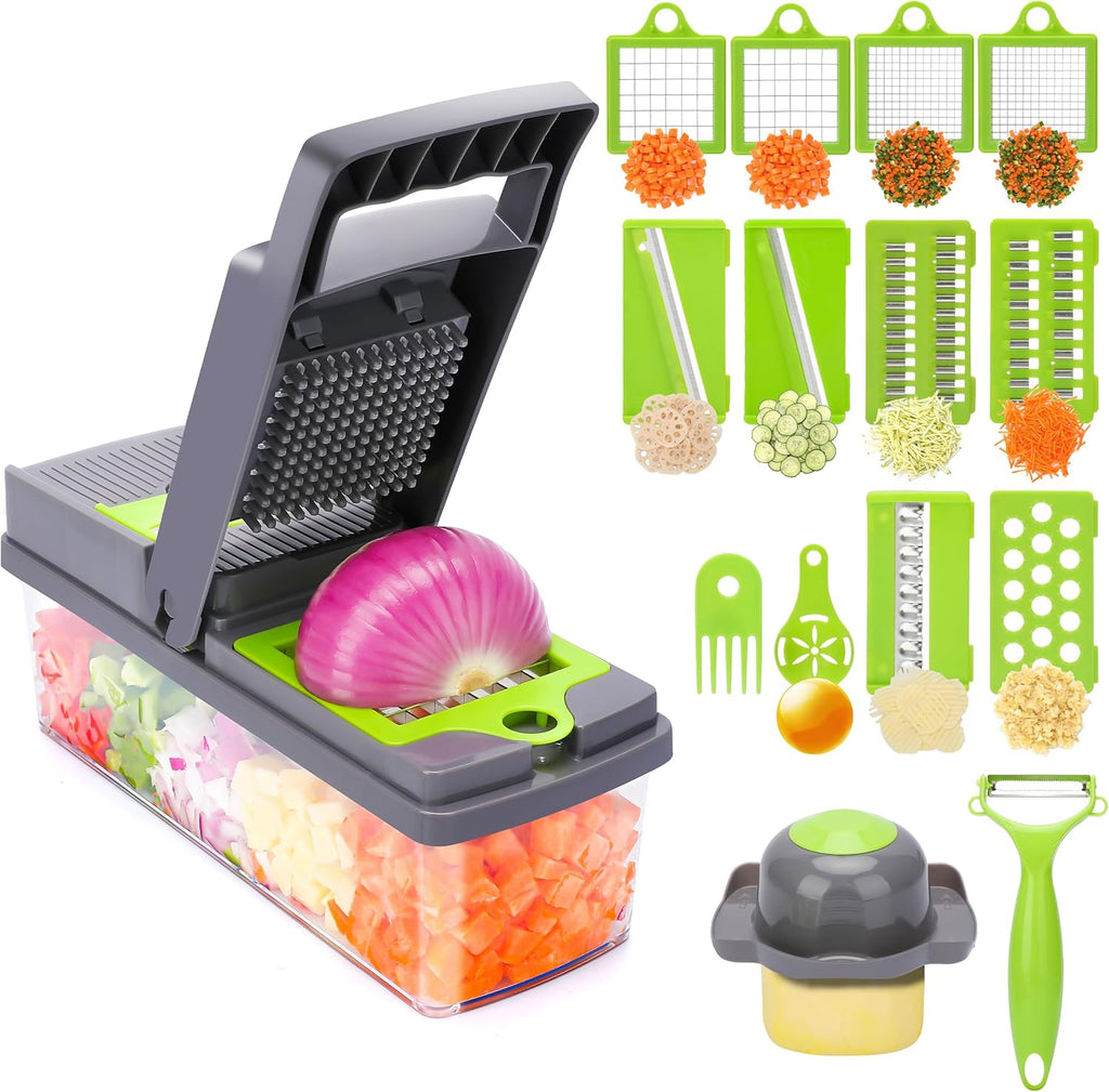 17 in 1 Multifunctional Vegetable Chopper with Container and 10 Blades W502