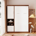 Twin Size Wood Murphy Bed with Wardrobe and Drawers S334390