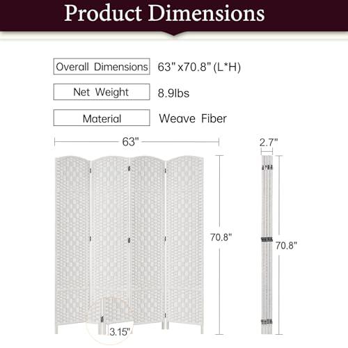 Dark Coffee 4 Panel Room Divider O797
