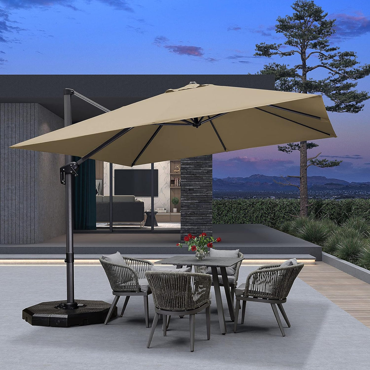 10 Feet Aluminum Cantilever Square Patio Umbrella with 360-degree Rotation G73233