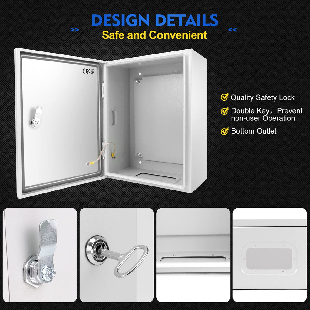 12 x 10 x 6'' IP66 Waterproof Steel Electrical Enclosure with Lock A189190