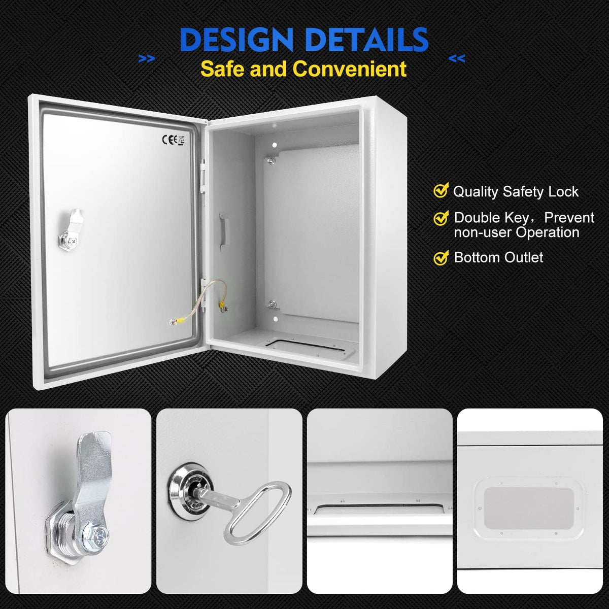 12 x 10 x 6'' IP66 Waterproof Steel Electrical Enclosure with Lock A189190