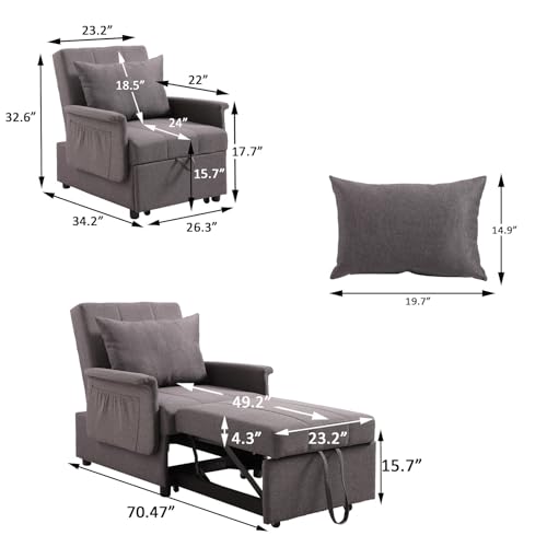 PU Leather Sleeper Chair Bed with Adjustable Backrest L665