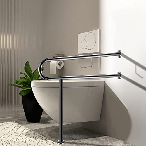 24Inch Height Adjustable Flip Up Aluminum Alloy Toilet Grab Bar L590