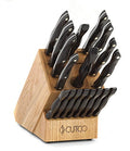 8 Set Table Knives Kitchen Knives Forks Honey Oak Knife Block Sharpener Cutting Board L155099