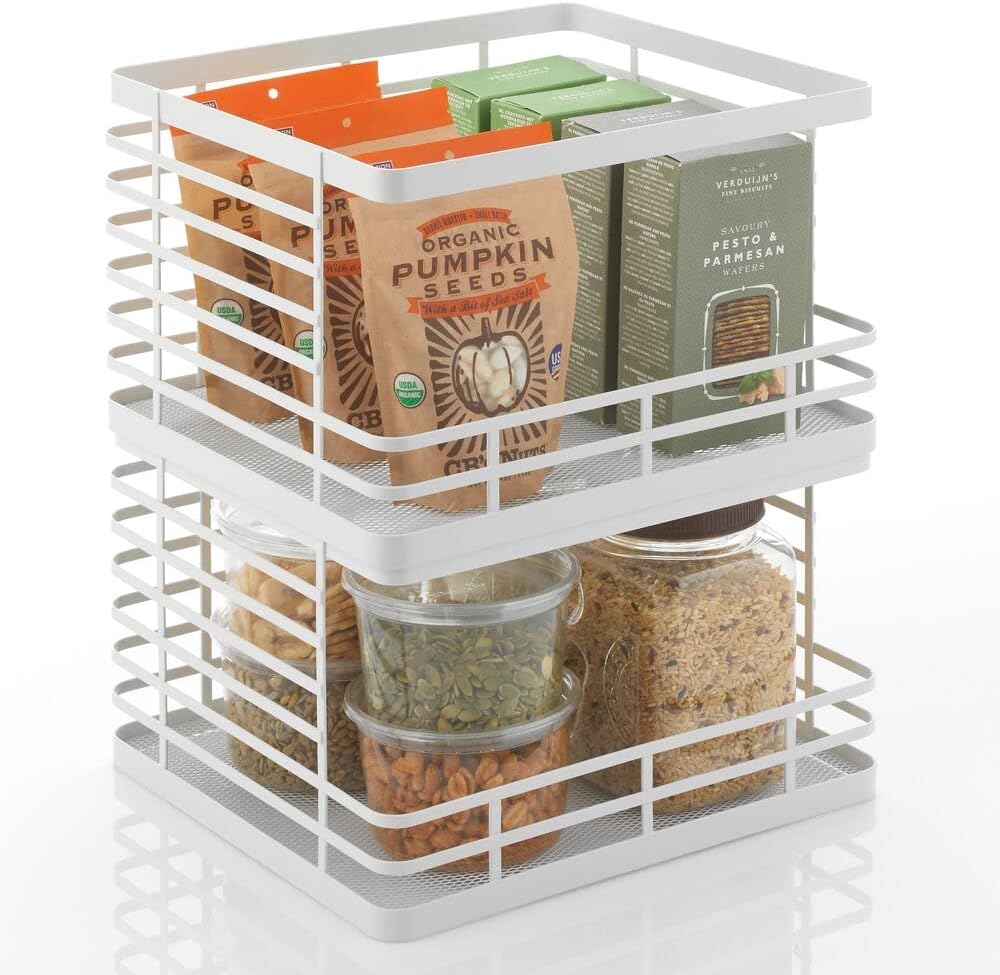 Metal Wire Stackable Storage Organizer Bin Basket 2 Pack C6240