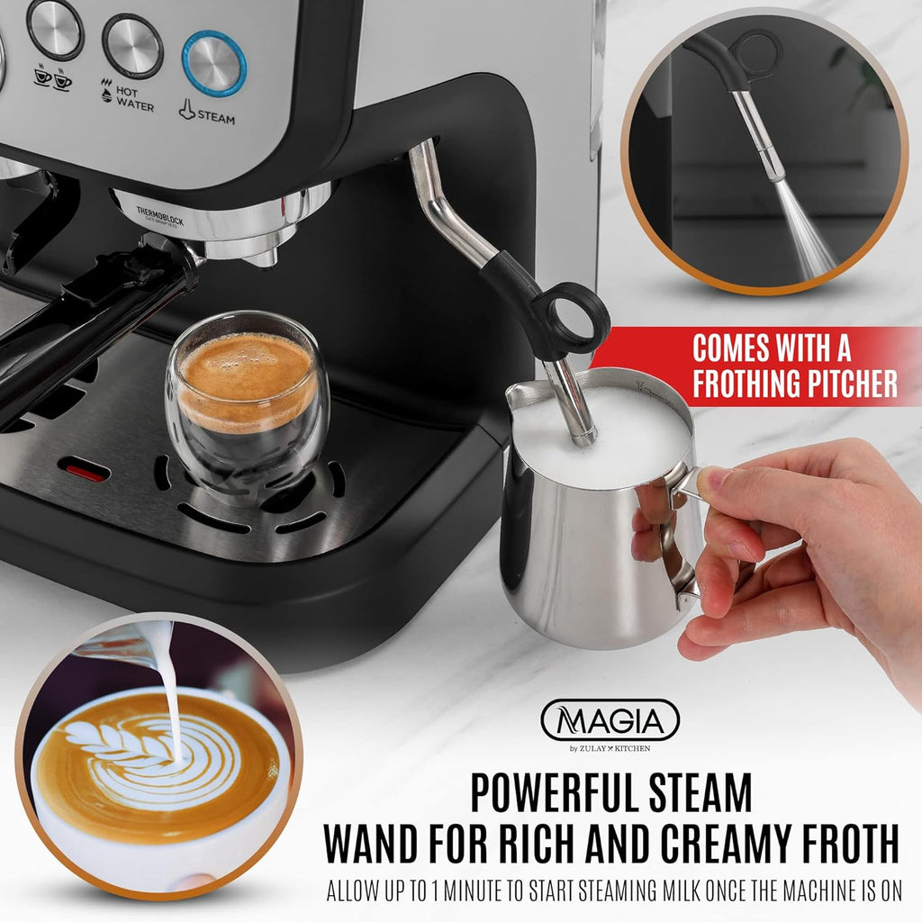 Manual Espresso Machine with Grinder and Milk Frother U574942