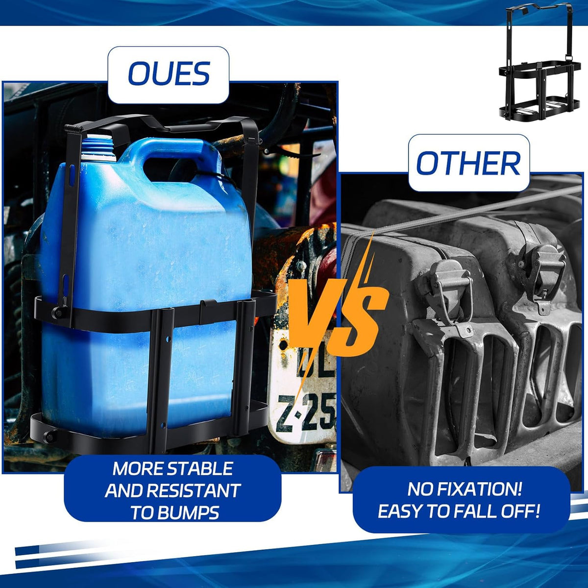 2 Pcs 5 Gallon 20 Liter Metal Lockable Jerry Can Mount Holder Black T180674