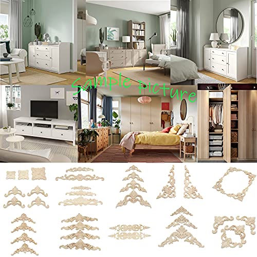 Wood Carved Onlay Applique Unpainted Frame Door Decor Furniture Applique (3.9 Inch) X3774