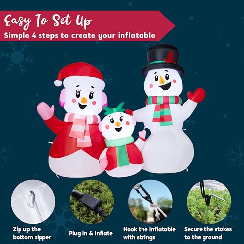 4 FT Christmas Inflatables Snowman Family with Build-in LEDs N120