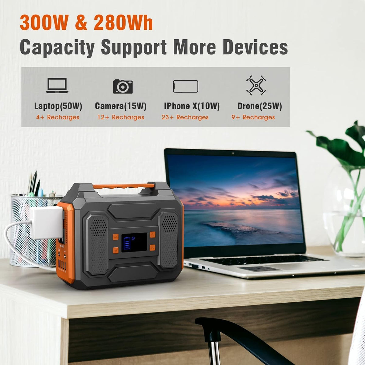 300W 280Wh Portable Power Station with DC AC Outlet B41901