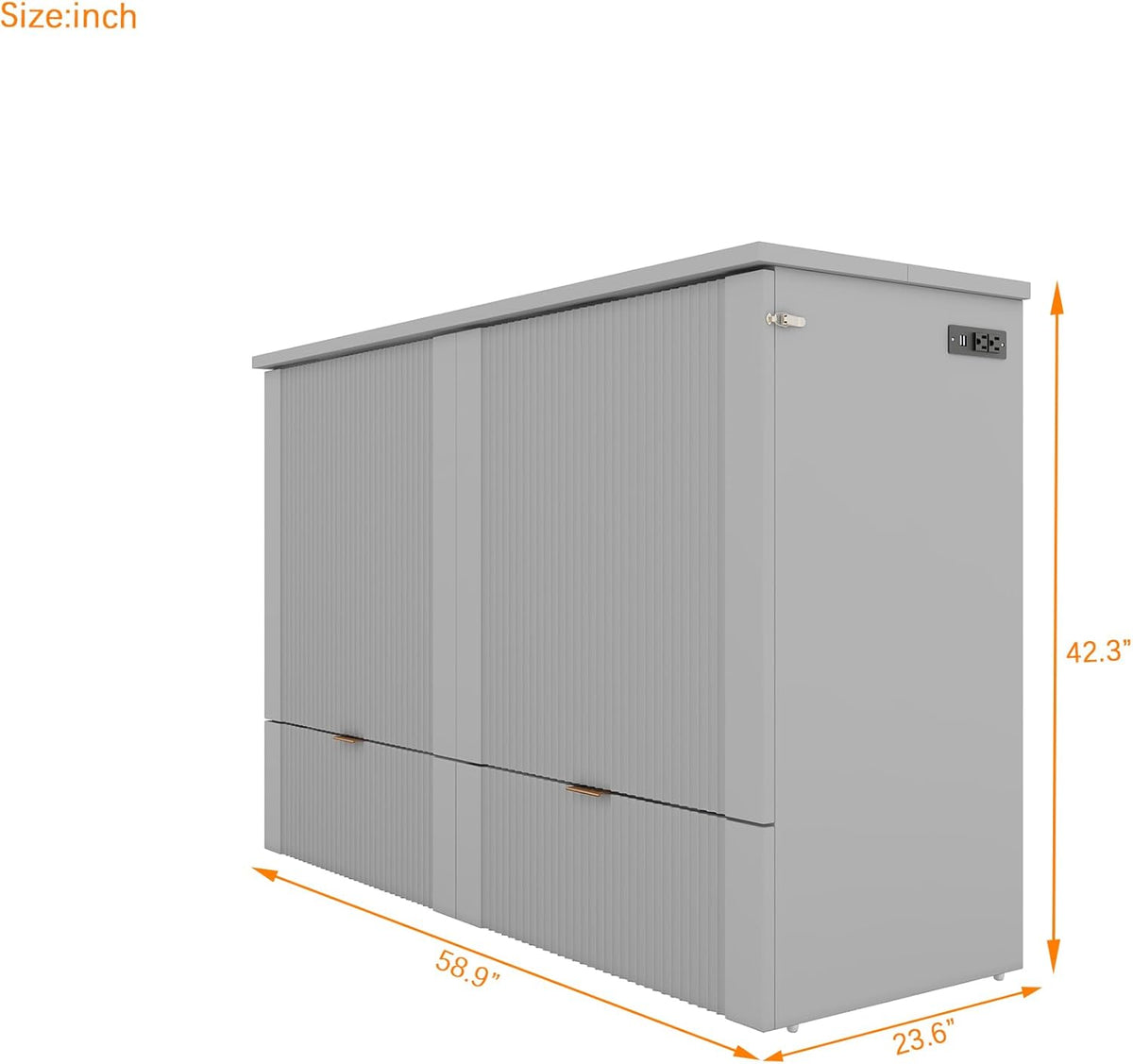 Gray Full Size Murphy Bed with Storage Drawers X58697