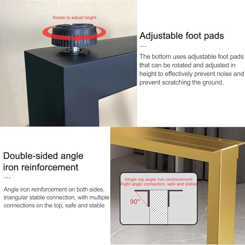 Set of 2 Black Metal Table Legs 40x60cm S7218