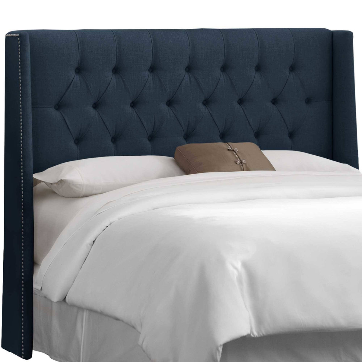 California King Beige Linen Wingback Headboard N147