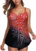 Red Tankini Swimsuits with Long Shorts A157