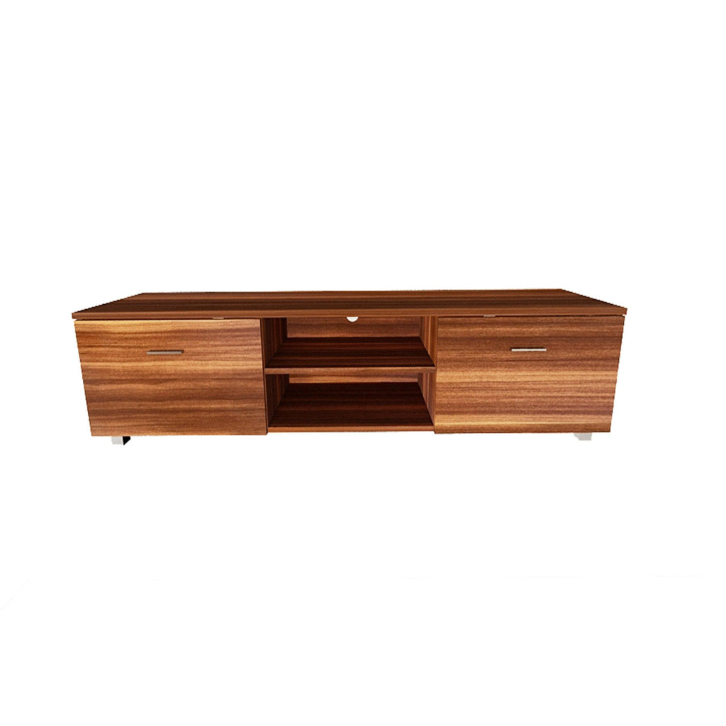 Black TV Stand with Storage Cabinet and Open Shelves J215