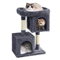Light Gray Cat Tree with 2 Cat Caves and Scratching Post W77278