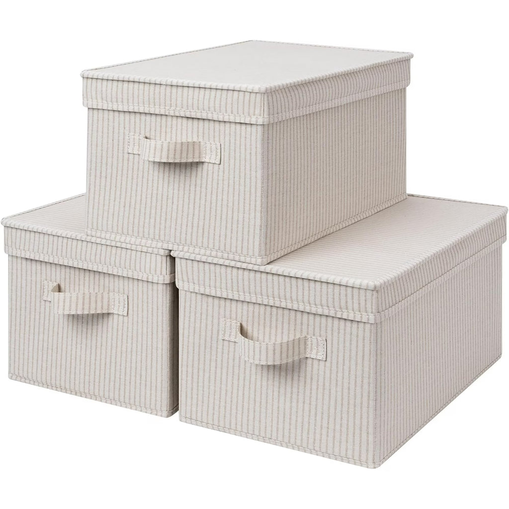 Gray Large 3-Pack Storage Bins with Lid M320
