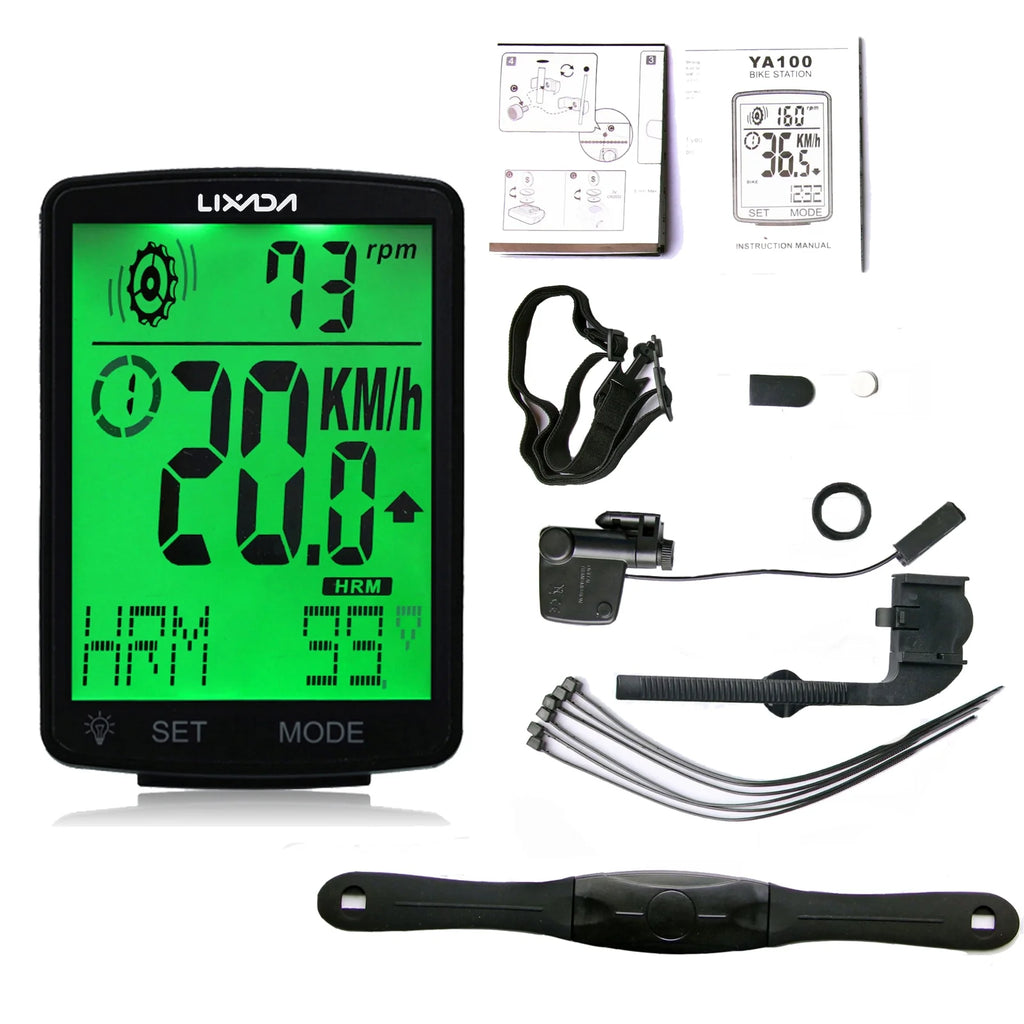 3 in 1 Wireless Bike Computer with Heart Rate Sensor Speedometer Odometer X397644