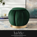 Green Upholstered Channel Tufted Ottoman U44220