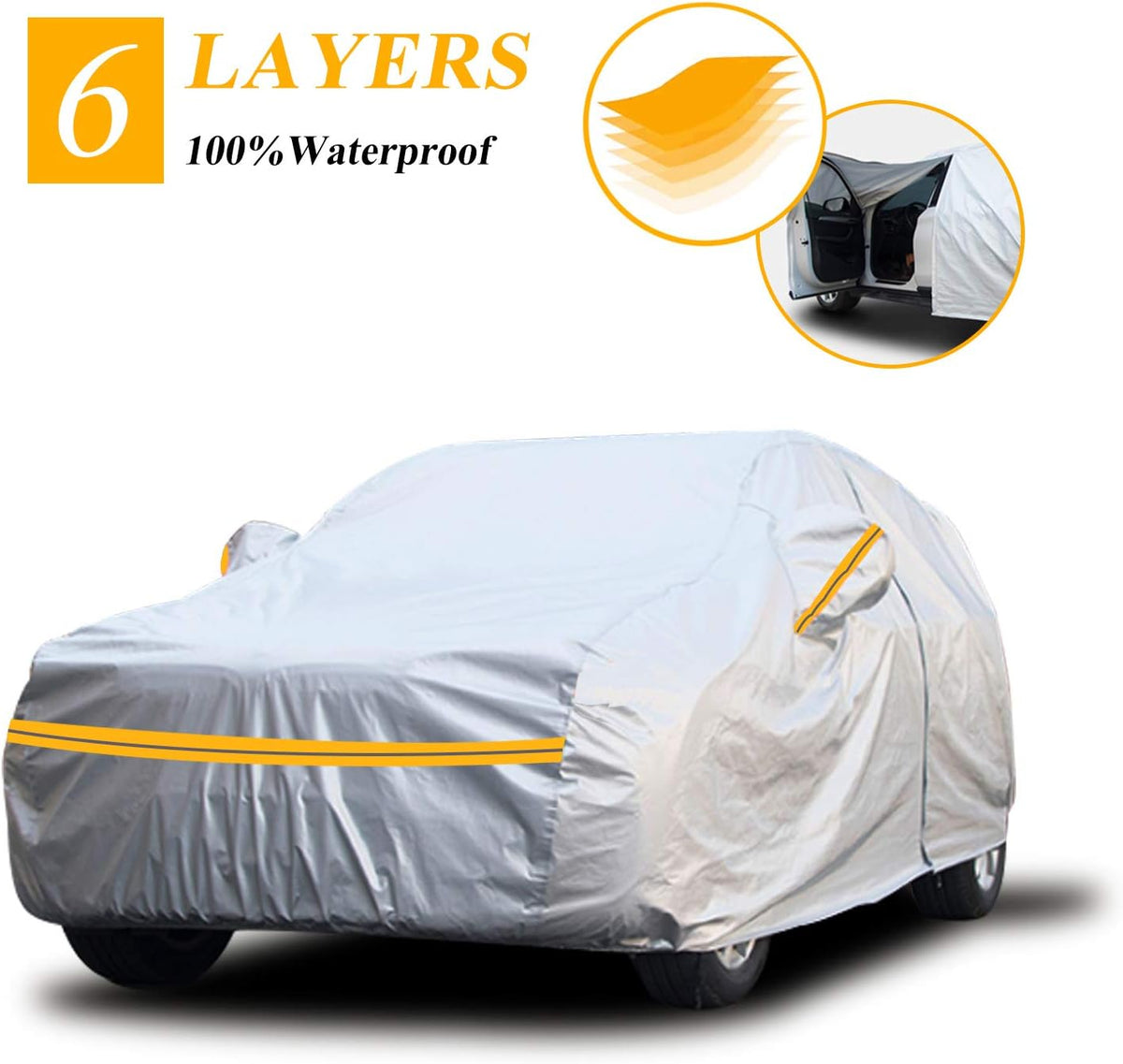 Waterproof All Weather Car Cover with Zipper Cotton O379110
