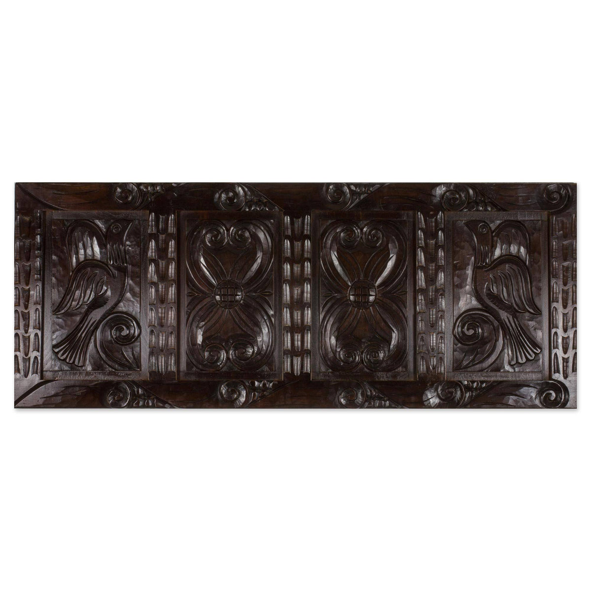 Pine Wood Panel with Bird Motif Wall Décor T467