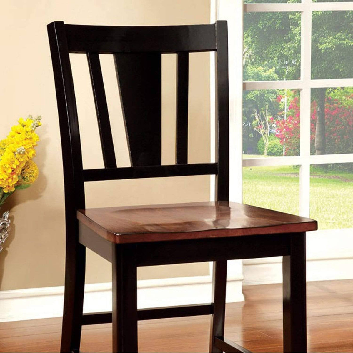 Counter Height Chair with Wooden Seat, Set of 2 X750933