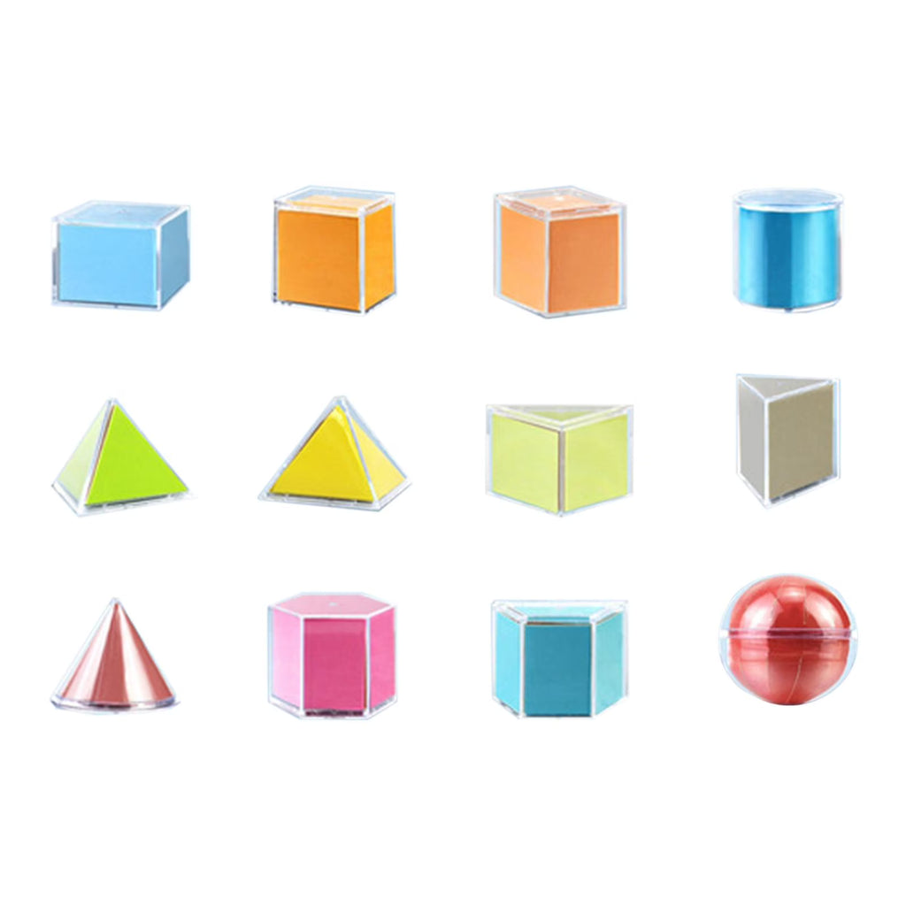 12 Pieces 3D Geometric Shapes Blocks Pattern Blocks Educational Toy C4103