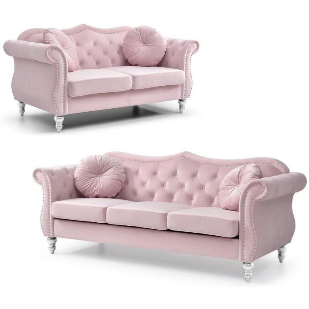 Pink 2-Piece Sofa and Loveseat Furniture Set R356147