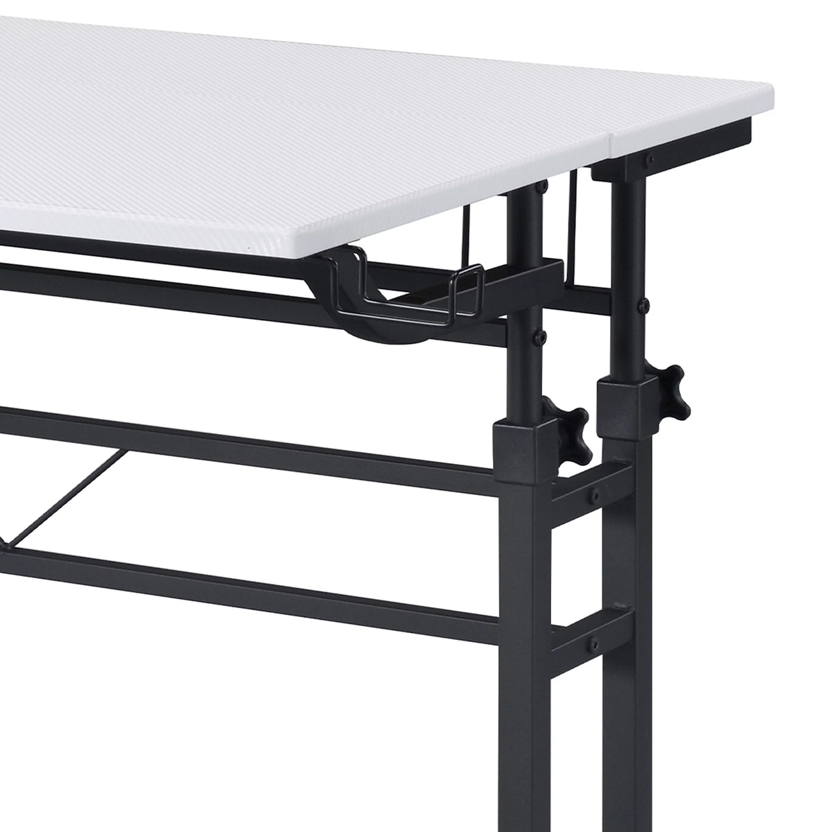 White Height Adjustable Rolling Writing Desk with Moveable Shelf F474