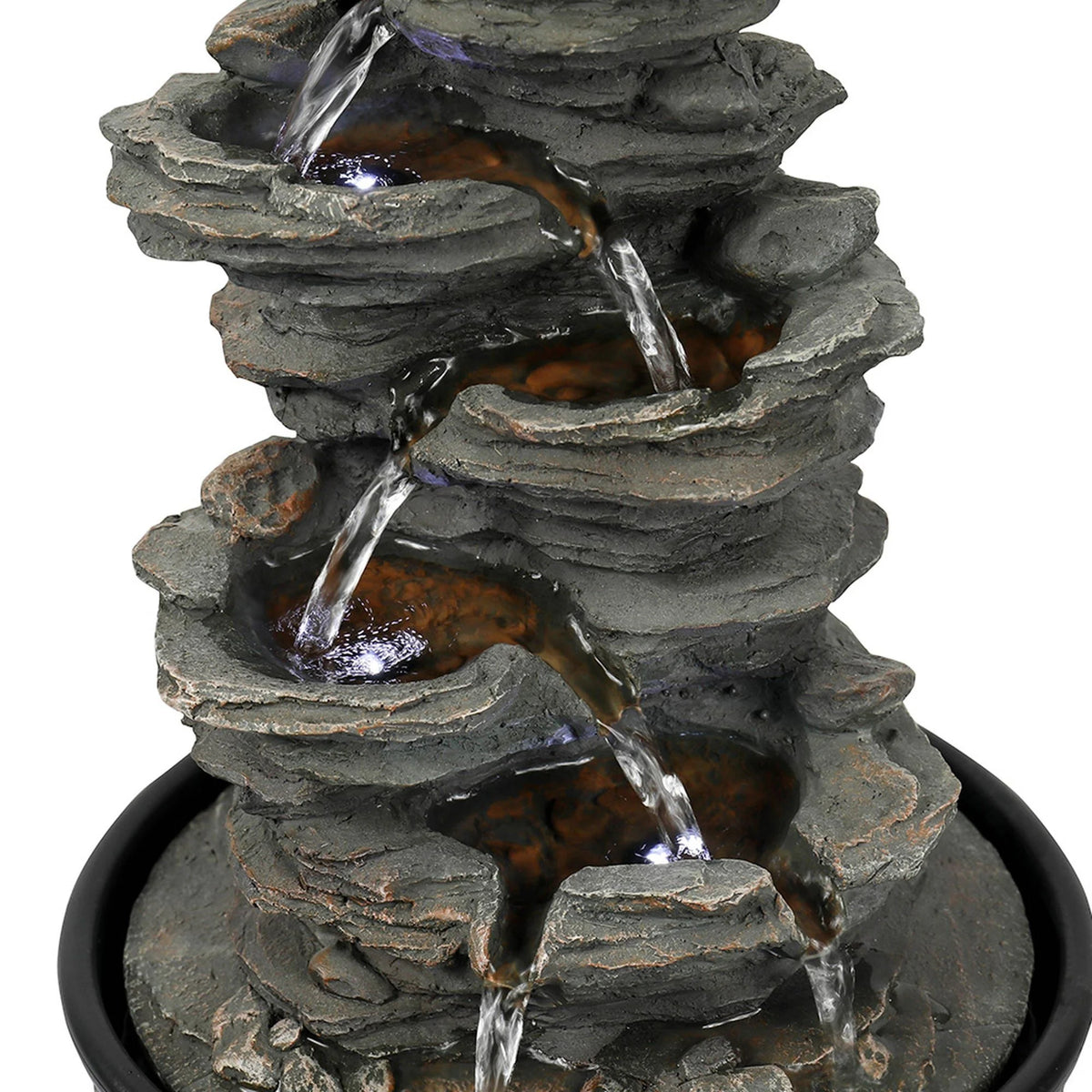 Tabletop Water Fountain with LED Light, Indoor Rock Resin Fountain S53166