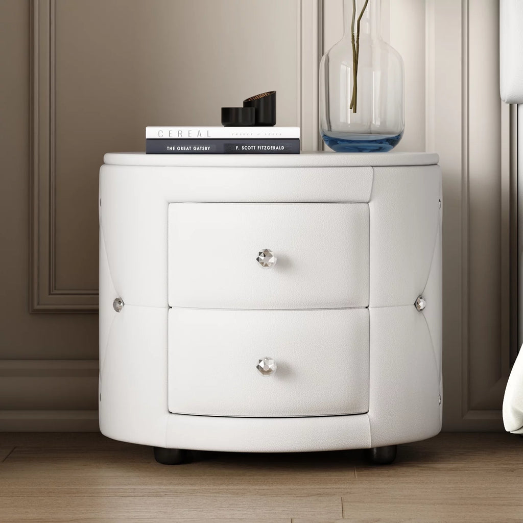 White 2 Drawer PU Leather Upholstered Nightstand M221050