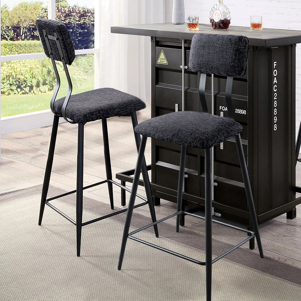 Industrial Black Bar Height Chairs Set of 2 F519472