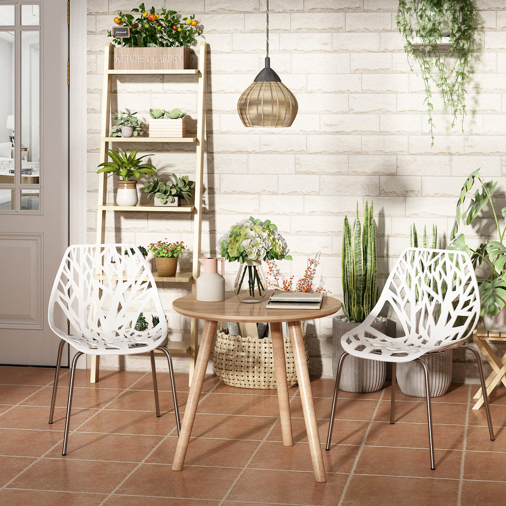 White Set of 4 Stackable Plastic Side Chairs Q715341