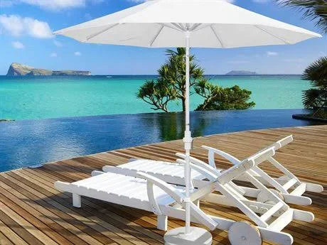 9 Feet Aluminum Market Umbrella Collar Tilt Matted White Olefin Sunset B451156