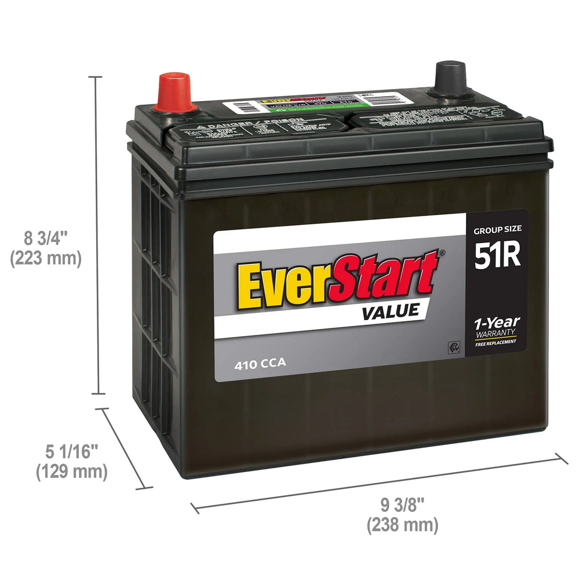 Lead Acid Automotive Battery Group Size 51R 12 Volt 410 CCA M361