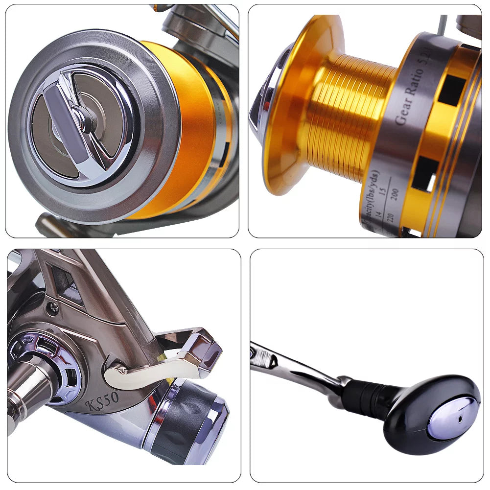 Carp Fishing Reel 9+1 Stainless Steel BB Bait Feeder Spinning Reel N801