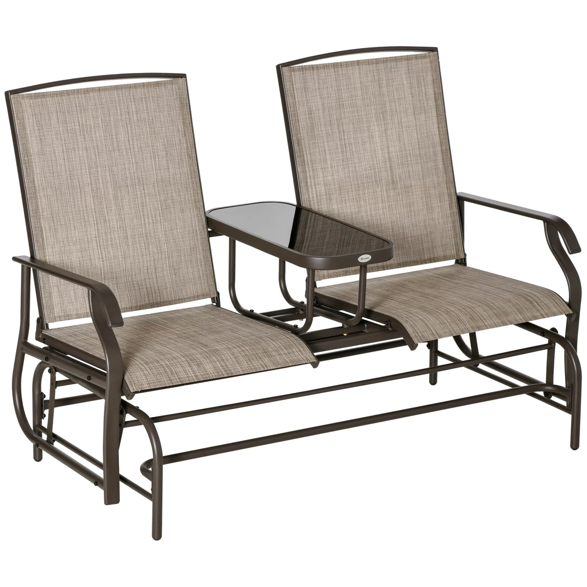 Gray Outdoor Glider Bench with Center Table G9767