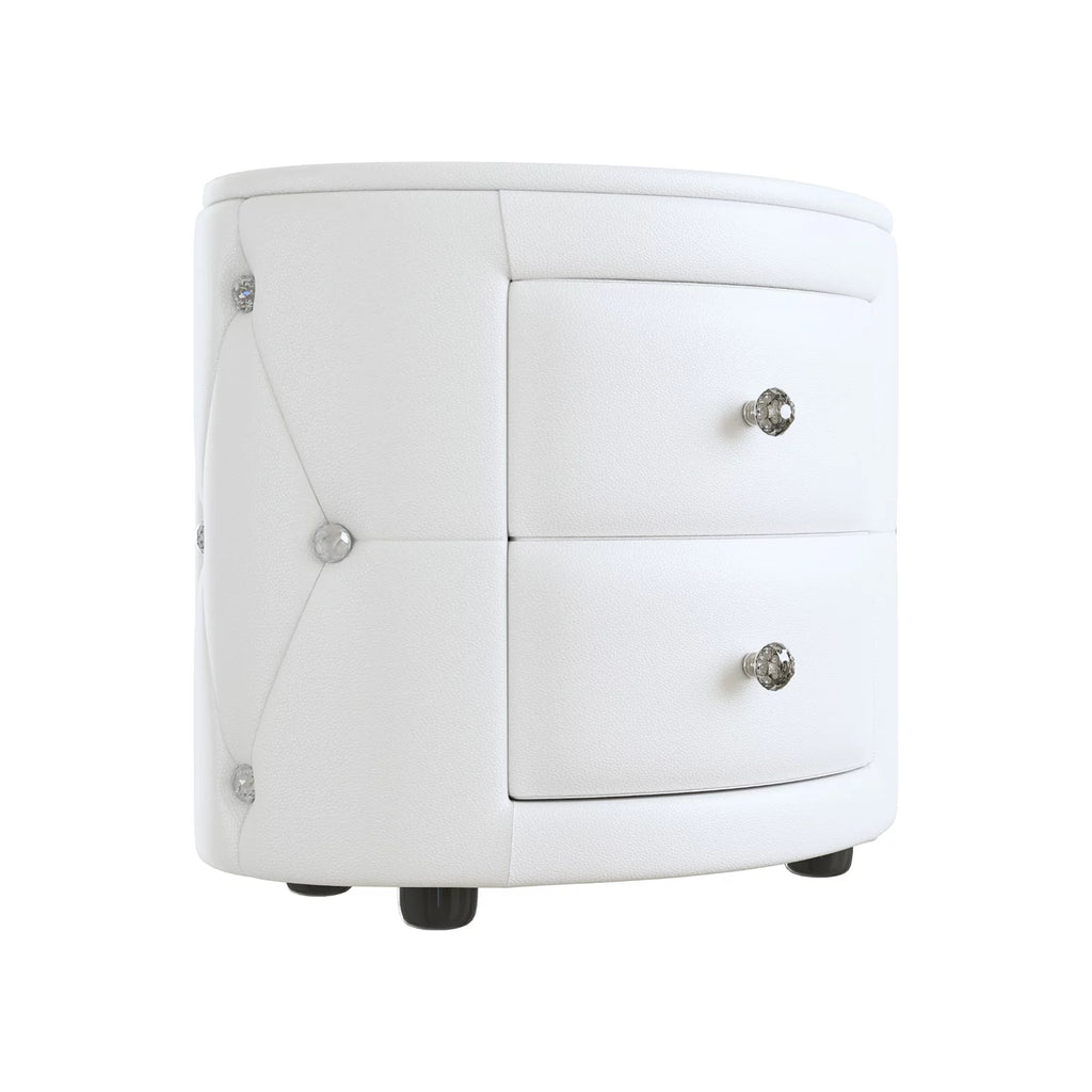White 2 Drawer PU Leather Upholstered Nightstand M221050